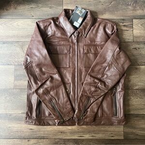 Harley Davidson Men's Portage Genuine Cowhide Leather Jacket Brown Size 2XL NEW